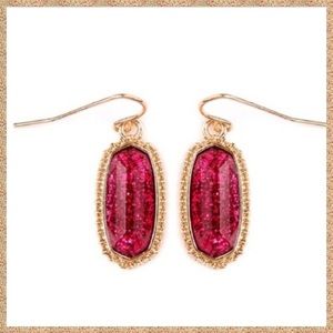 Fuchsia glitter earrings.  New